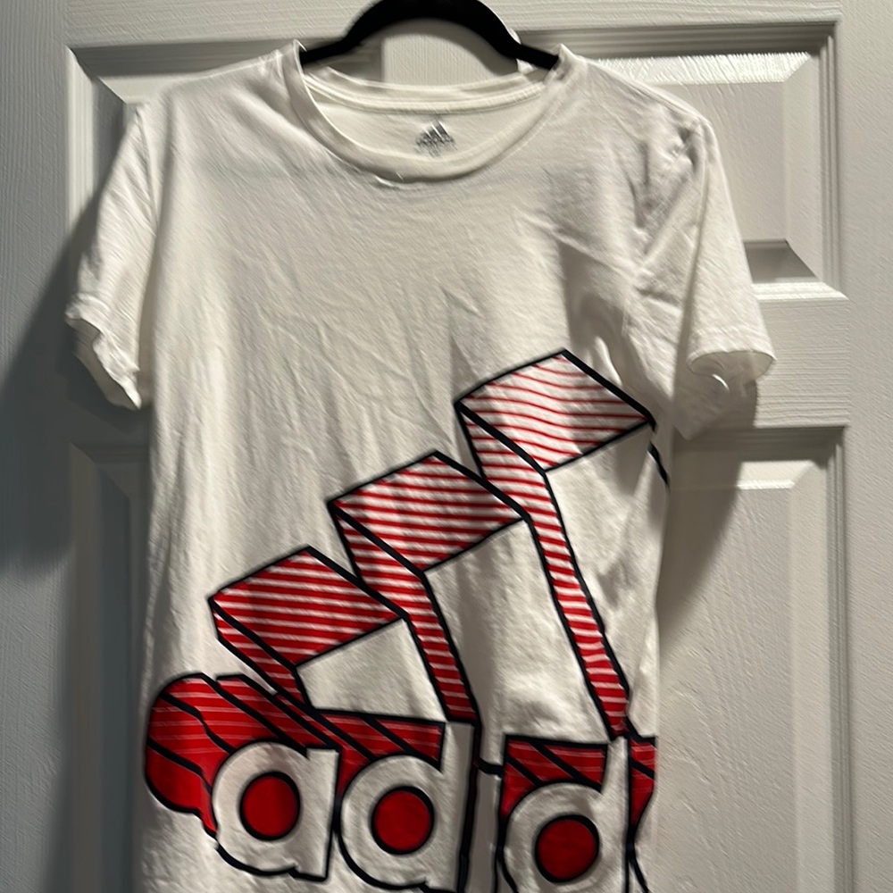 Adidas White Tee with Red Graphic